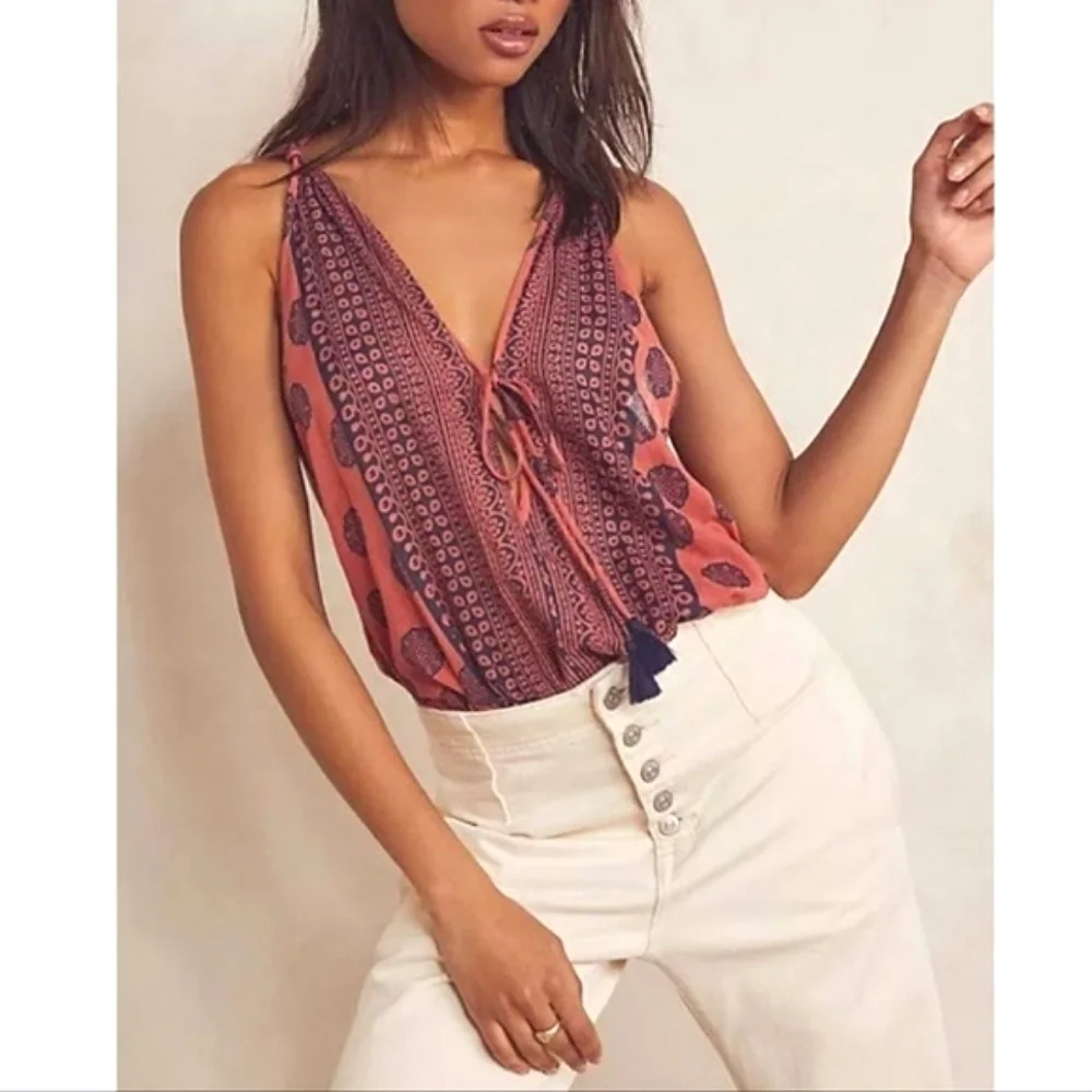 NWOT Free people soul if the sun bodysuit red navy blue $78